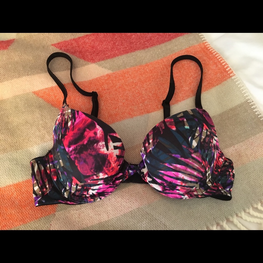 VS Pink Palm Leaf T Shirt Bra - Picture 1 of 4